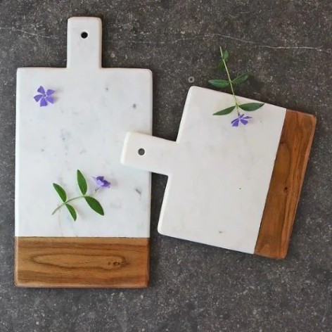 Plateau marbre & bois – Rectangulaire